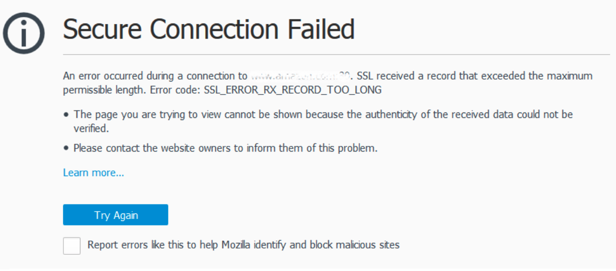خطای SSL_ERROR_RX_RECORD_TOO_LONG در فایرفاکس 